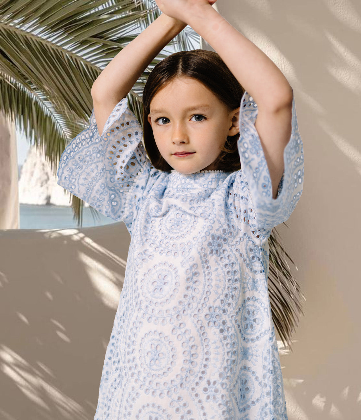 Gabriel Dress in Light Blue Eyelet