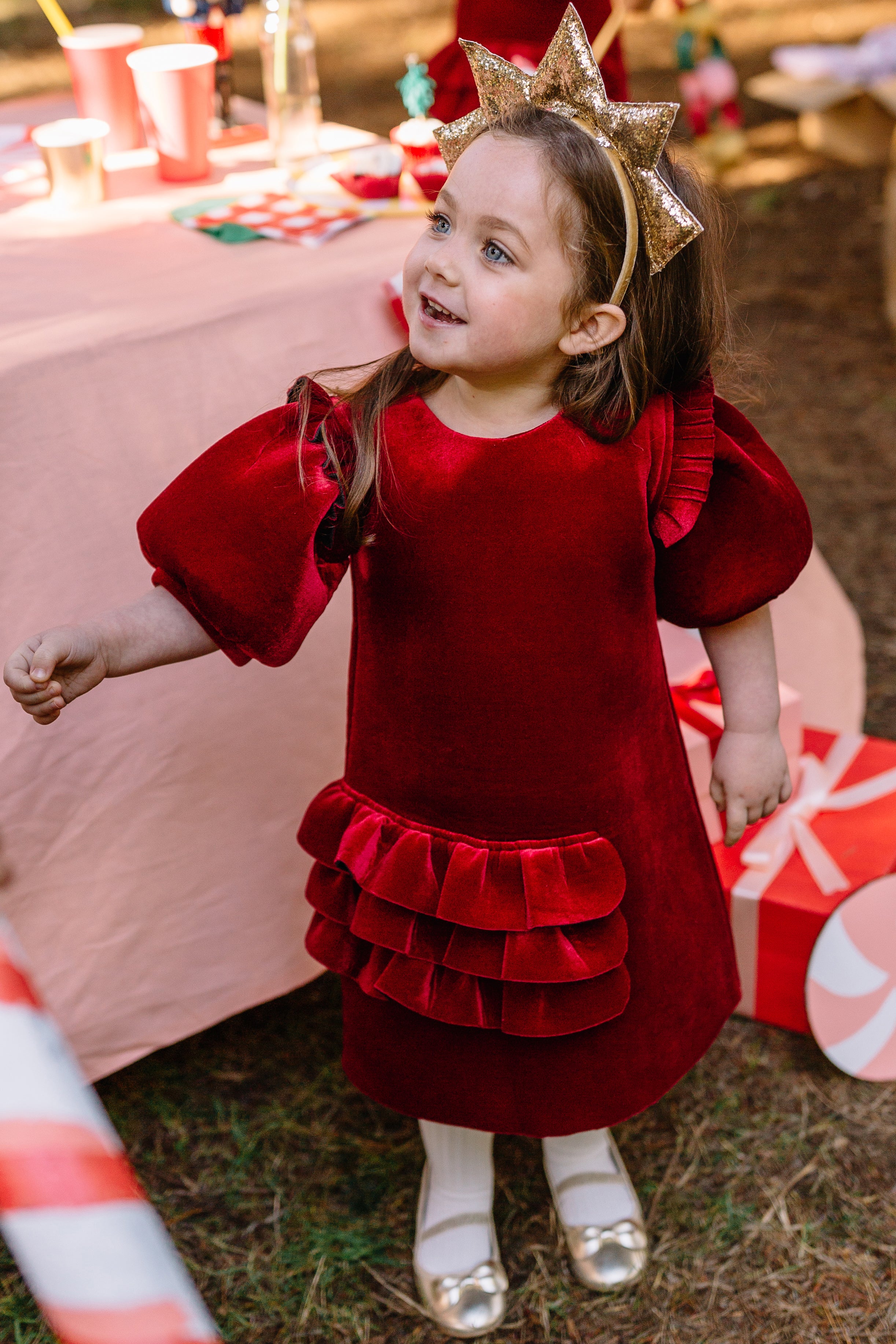 Tina Dress in Dark Red