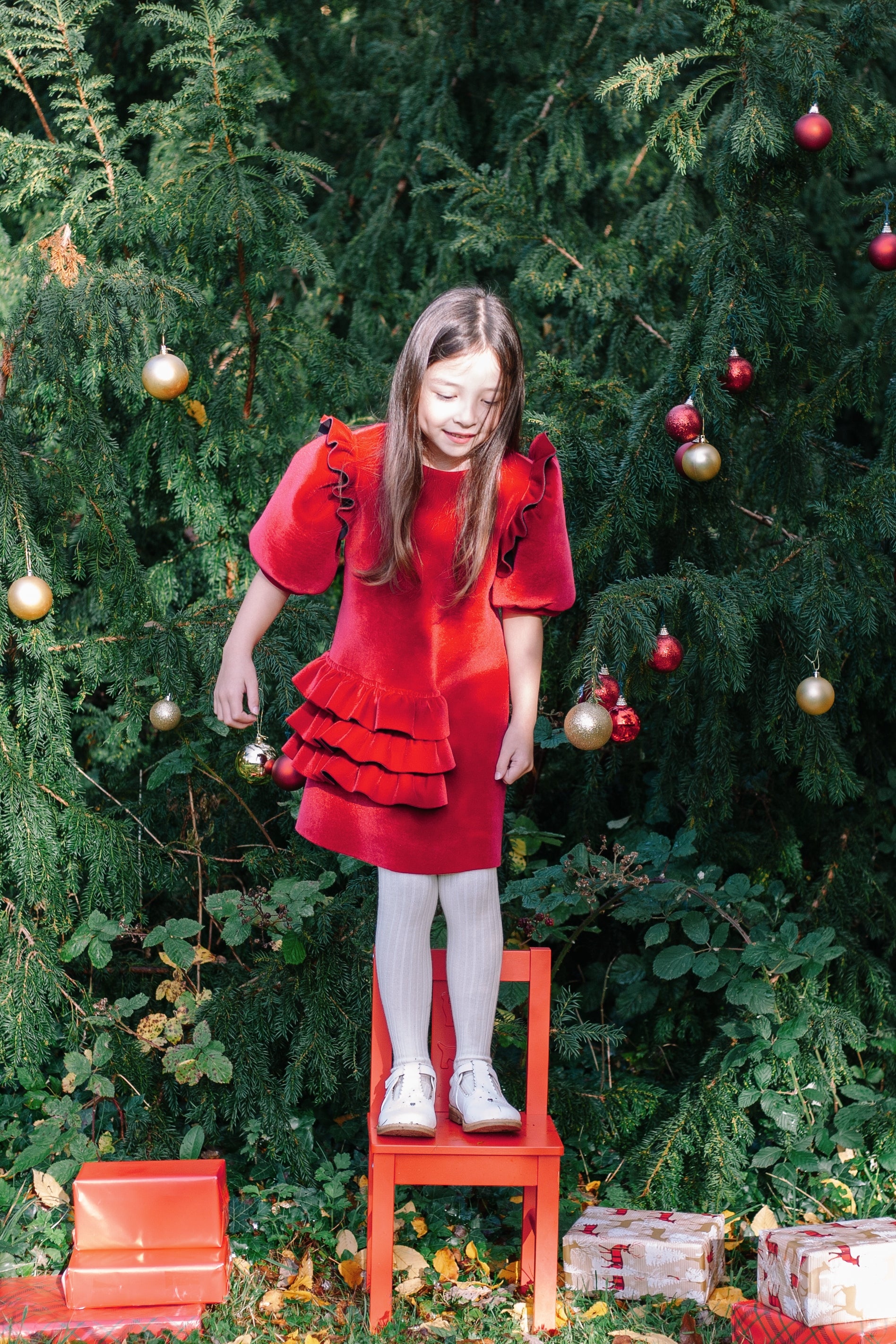 Tina Dress in Dark Red