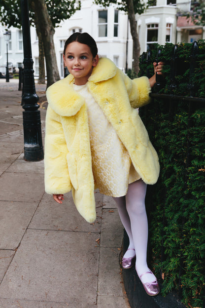 Candy Fur Coat in Yellow
