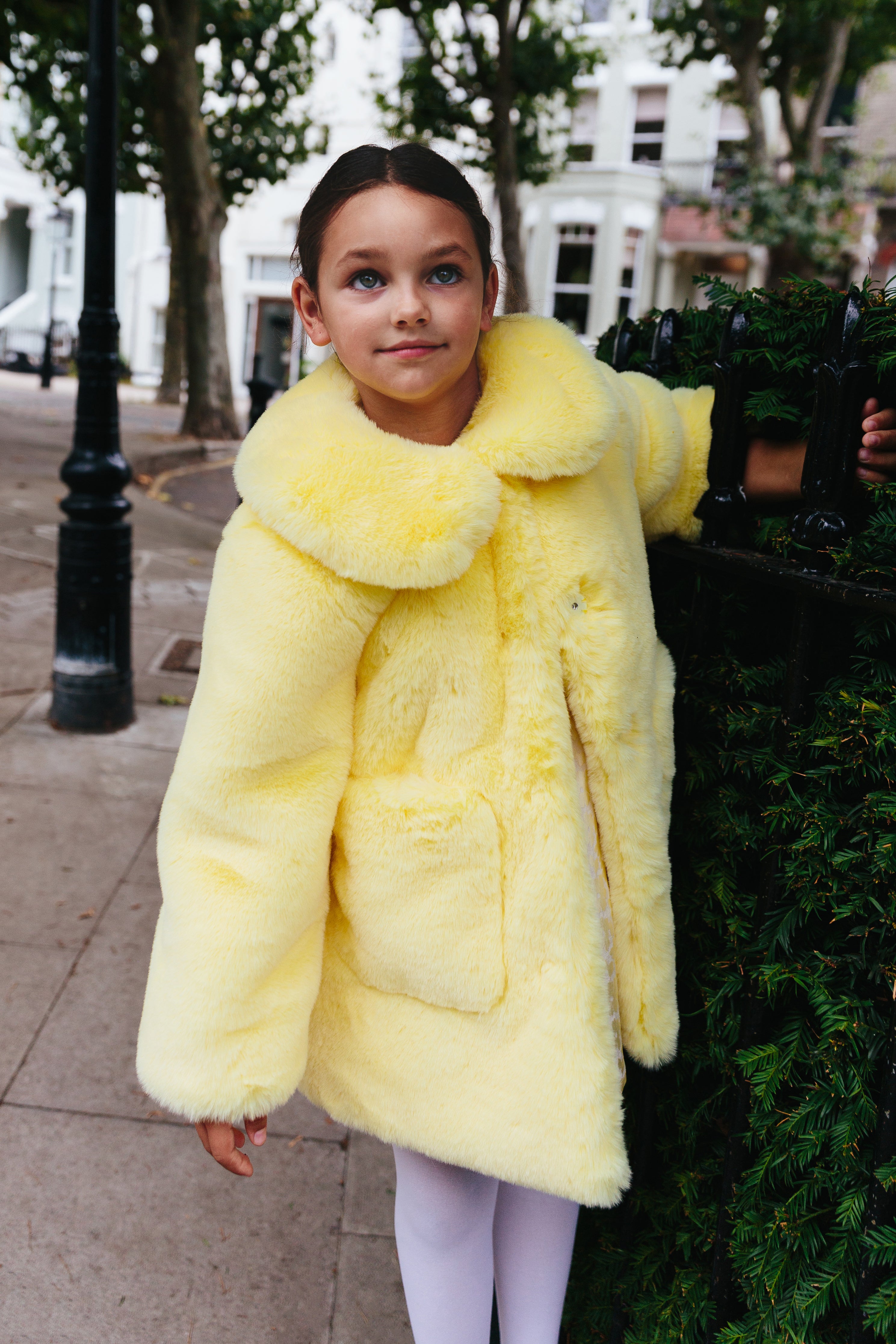 Mustard faux fur outlet coat