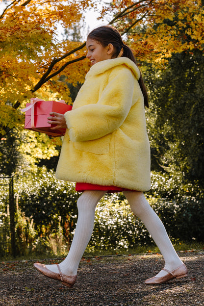 Candy Fur Coat in Yellow